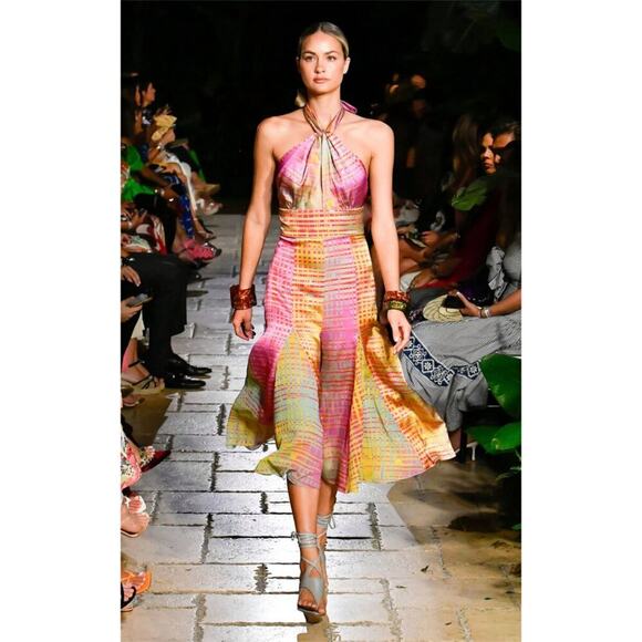 Silvia Tcherassi Silvana Pleated Halter Dress Stretch Crepe Large - Picture 10 of 11